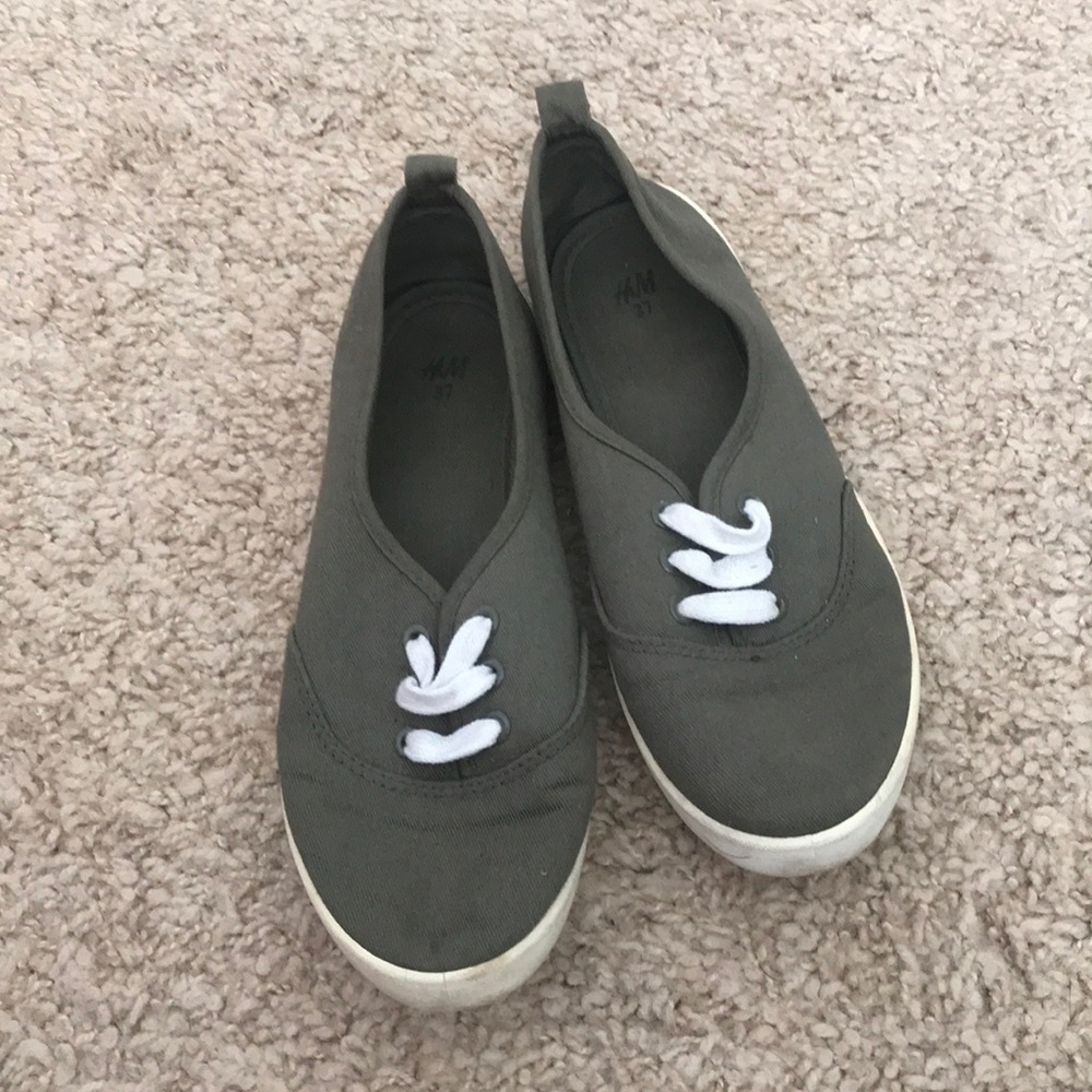 Green slip on shoes
